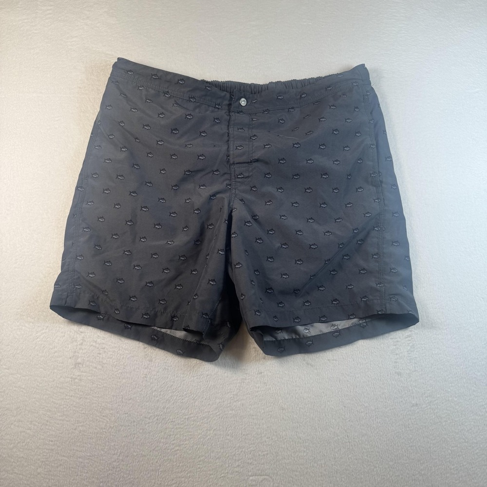 Southern tide Swim Trunks Shorts Mens XL Gray Fish Print Lined Elastic